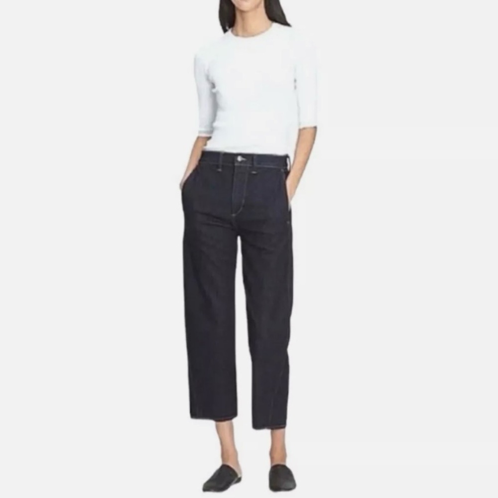 Vince | High-Rise Slight Barrel Cropped Indigo Denim Resin Rinse